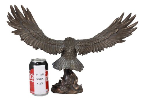 Ebros Gift Ebros Faux Bronze Large Swooping Eagle With Talons Out Catching Prey Statue 19" Wide Bald Eagle Decor Figurine Patriotic Wildlife Nature Sculpture