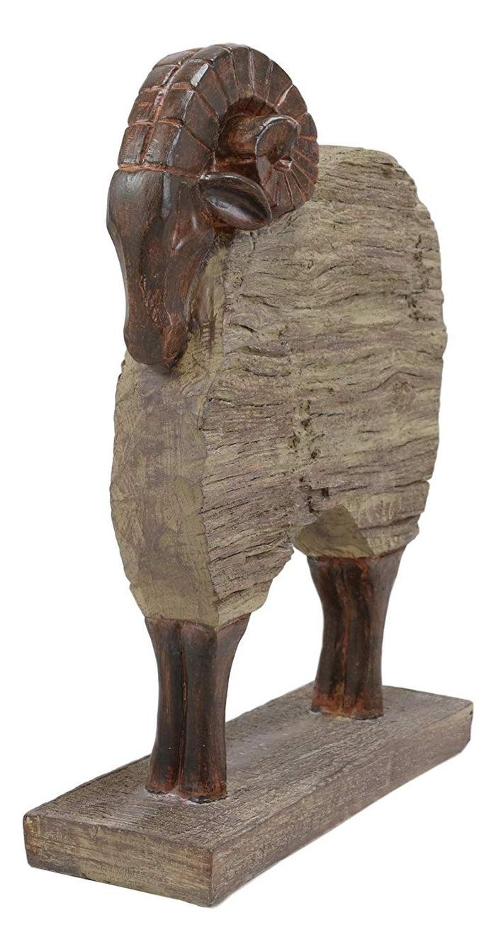 Ebros Gift Ebros Faux Driftwood Finish Animal Totem Tiki Wildlife Desktop Decorative Resin Statue Decor Animals Figurine Rustic Western Cabin Lodge Sculpture (Bighorn Sheep Ram)