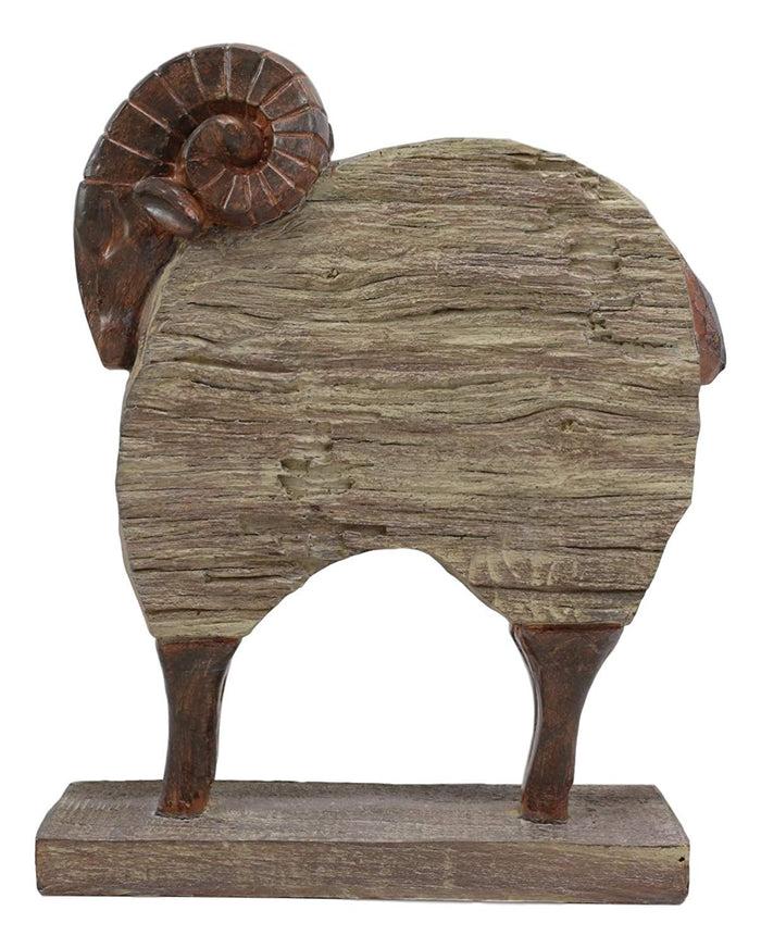 Ebros Gift Ebros Faux Driftwood Finish Animal Totem Tiki Wildlife Desktop Decorative Resin Statue Decor Animals Figurine Rustic Western Cabin Lodge Sculpture (Bighorn Sheep Ram)