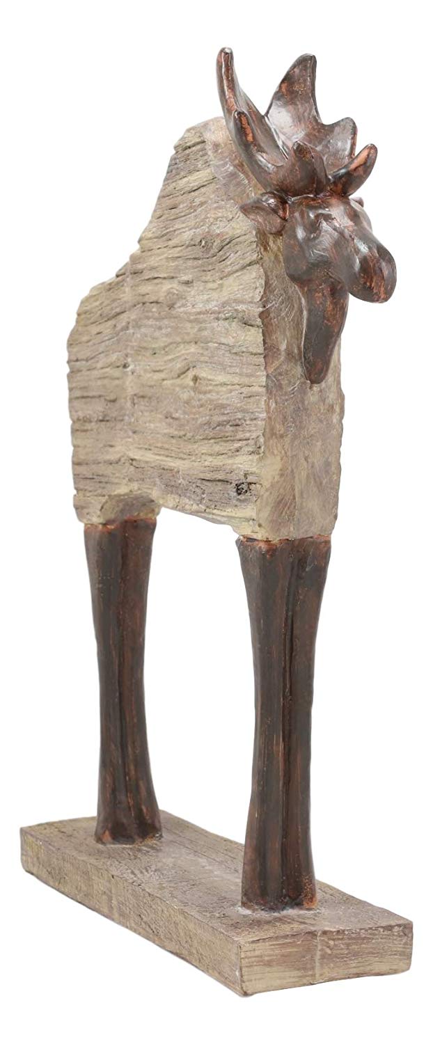 Ebros Gift Ebros Faux Driftwood Finish Animal Totem Tiki Wildlife Desktop Decorative Resin Statue Decor Animals Figurine Rustic Western Cabin Lodge Sculpture (Bull Moose)
