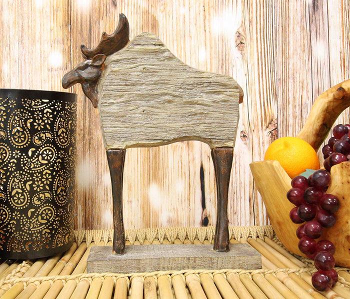 ebros gift Ebros Faux Driftwood Finish Animal Totem Tiki Wildlife Desktop Decorative Resin Statue Decor Animals Figurine Rustic Western Cabin Lodge Sculpture (Bull Moose)