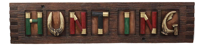 ebros gift Ebros Faux Wood Colorful Western 12 Gauge Shotgun Shells Ammo Bullets Hanging Wall Plaque with Hunting Sign Home Decor Rustic Cabin Hunters Collection Figurine