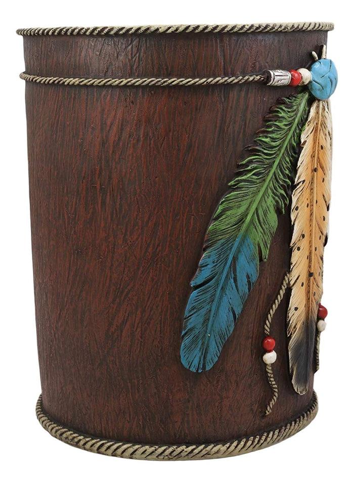 Ebros Gift Ebros Feathers Turquoise Stone And Beads Dream Catcher Waste Basket Bin 9.5"H