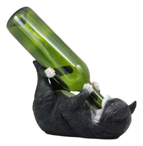 Ebros Gift Ebros Feline Black And White Tuxedo Cat Wine Bottle Holder Caddy Figurine