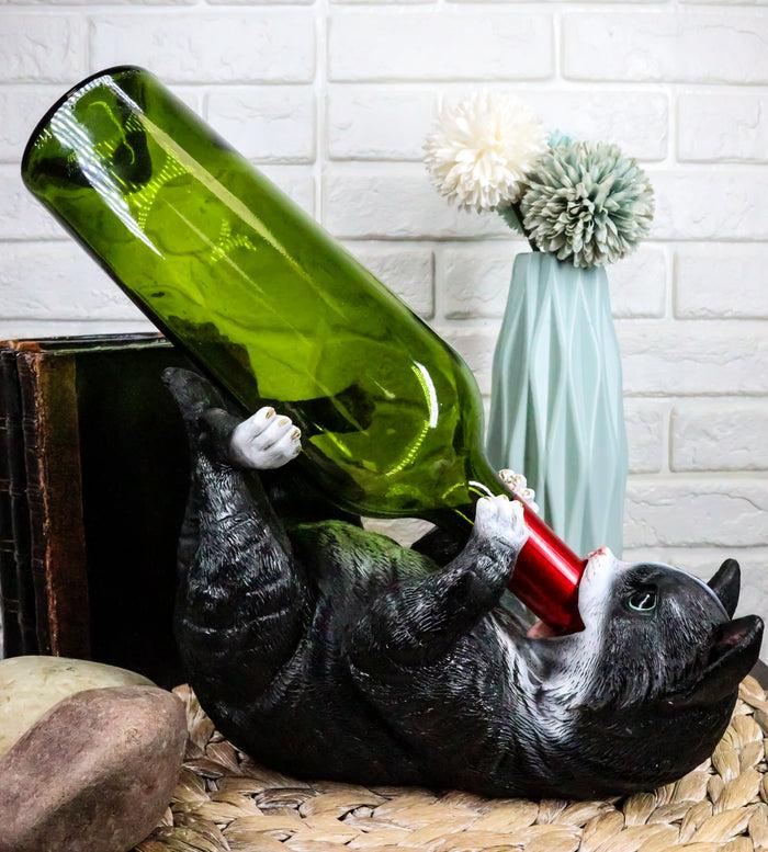 ebros gift Ebros Feline Black and White Tuxedo Cat Wine Bottle Holder Caddy Figurine