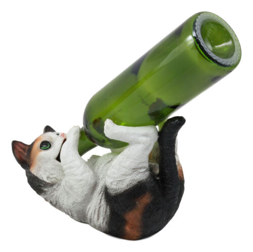 Ebros Gift Ebros Feline Calico American Shorthair Kitty Cat Wine Bottle Holder Caddy Figurine