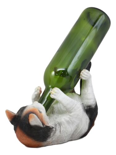 Ebros Gift Ebros Feline Calico American Shorthair Kitty Cat Wine Bottle Holder Caddy Figurine