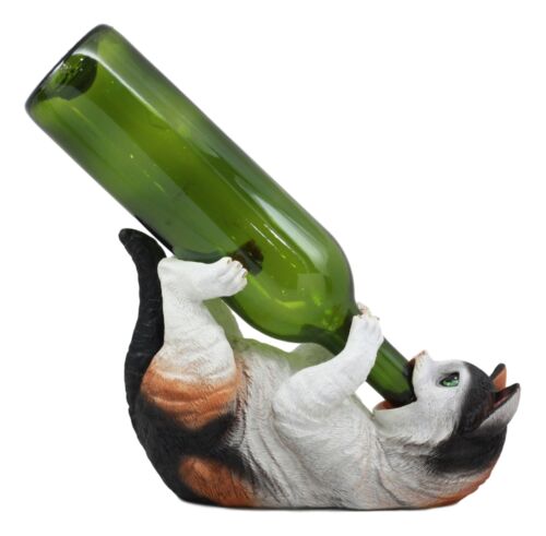 ebros gift Ebros Feline Calico American Shorthair Kitty Cat Wine Bottle Holder Caddy Figurine
