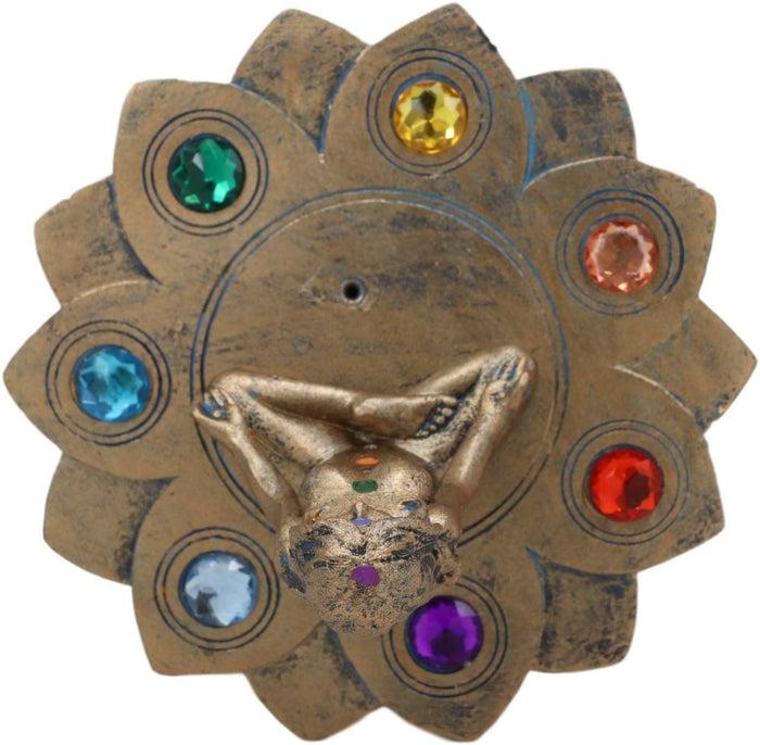 Ebros Gift Ebros Feminine Triple Goddess Yoga With Chakra Lotus Flower Incense Stick Holder