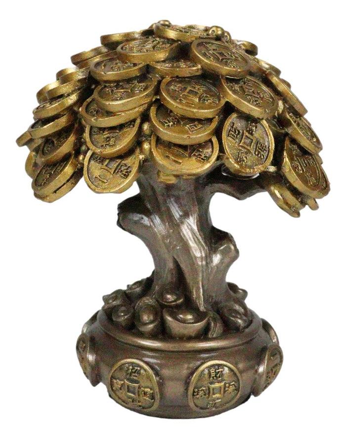 Ebros Gift Ebros Feng Shui Gold Tree Statue Golden Money Coin Tree Of Wealth And Abundance Decor Talisman Figurine
