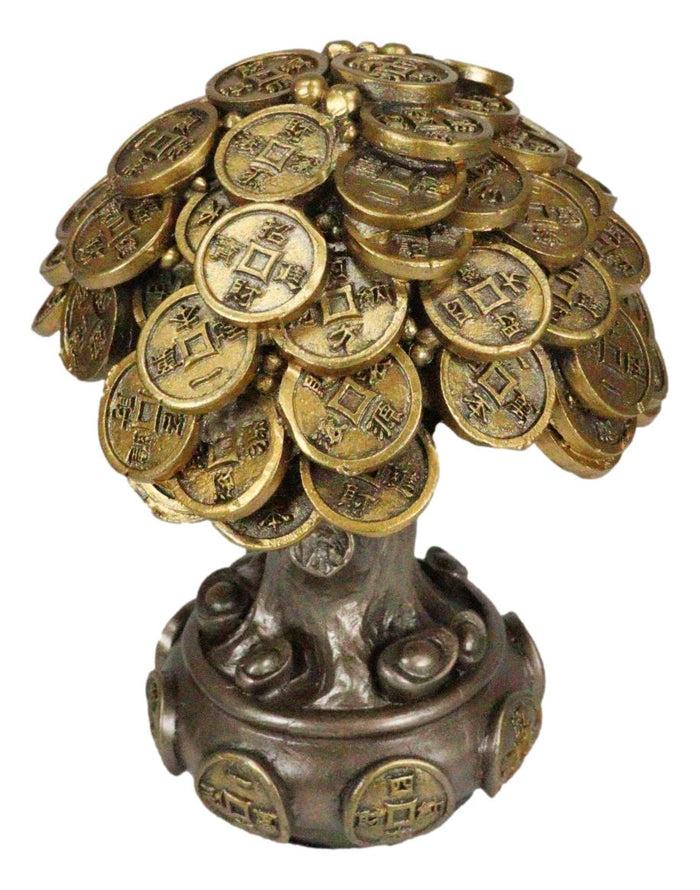 Ebros Gift Ebros Feng Shui Gold Tree Statue Golden Money Coin Tree Of Wealth And Abundance Decor Talisman Figurine