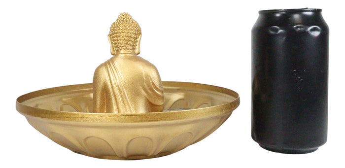 Ebros Gift Ebros Feng Shui Golden Meditating Buddha Zen Dish With Pebbles & Lotus Flower