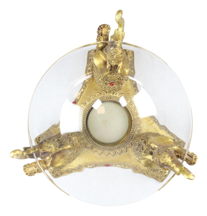 Ebros Gift Ebros Feng Shui Golden Thai Buddha Elephants Trumpeting Candle Oil Warmer Statue