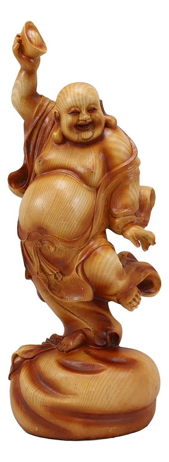Ebros Gift Ebros Feng Shui Hotei Dancing Buddha With Gold Ingot And Money Bag Statue 11" H