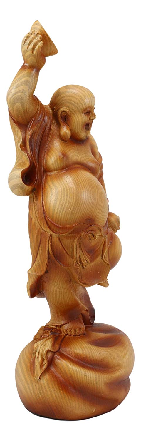 Ebros Gift Ebros Feng Shui Hotei Dancing Buddha With Gold Ingot And Money Bag Statue 11" H