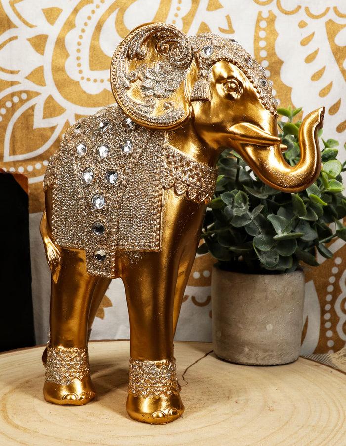 Ebros Gift Ebros Feng Shui Royal Gold Ornate Design With Crystals And Glitters Elephant Statue
