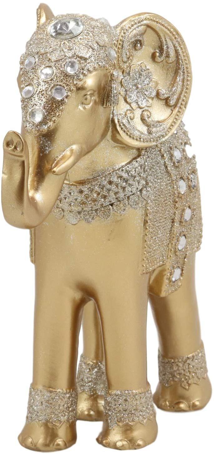 Ebros Gift Ebros Feng Shui Royal Gold Ornate Design With Crystals And Glitters Elephant Statue