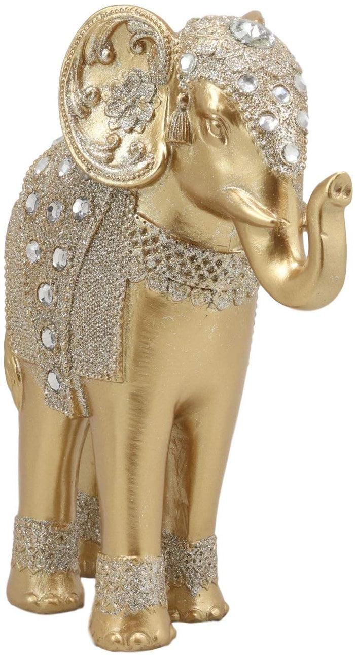 ebros gift Ebros Feng Shui Royal Gold Ornate Design With Crystals And Glitters Elephant Statue