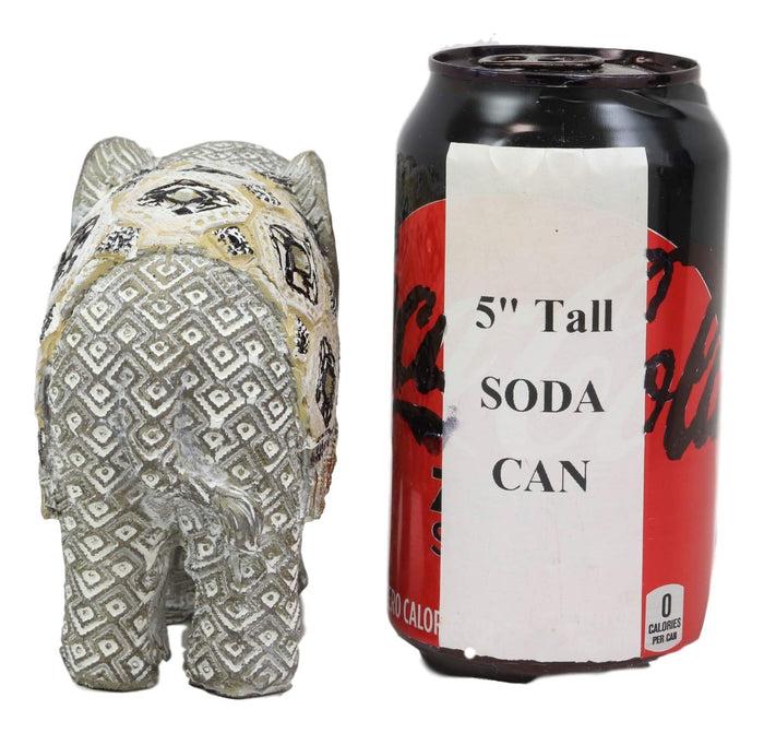 Ebros Gift Ebros Feng Shui Silver And Gold Patterned Baby Calf Elephant With Trunk Up Statue 5.5" Long Vastu 3D Zen Elephants Figurine Symbol Of Wisdom Fortune Success And Protection