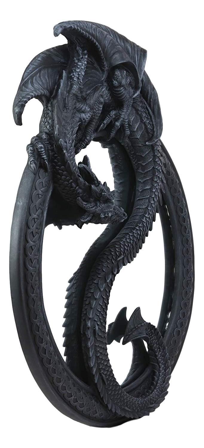 Ebros Gift Ebros Feng Shui Yin Yang Harmony Celestial Dragon Wall Hanging Mirror Plaque Decor