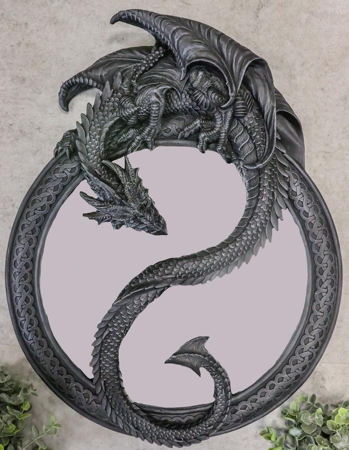 ebros gift Ebros Feng Shui Yin Yang Harmony Celestial Dragon Wall Hanging Mirror Plaque Decor