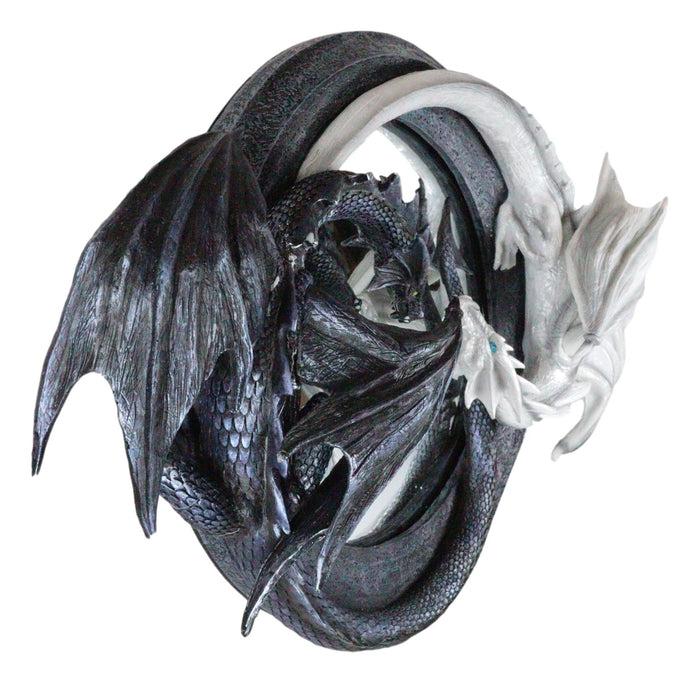 Ebros Gift Ebros Feng Shui Ying Yang Day Night Twin Nemesis Dragon Round Wall Mirror Plaque Decor