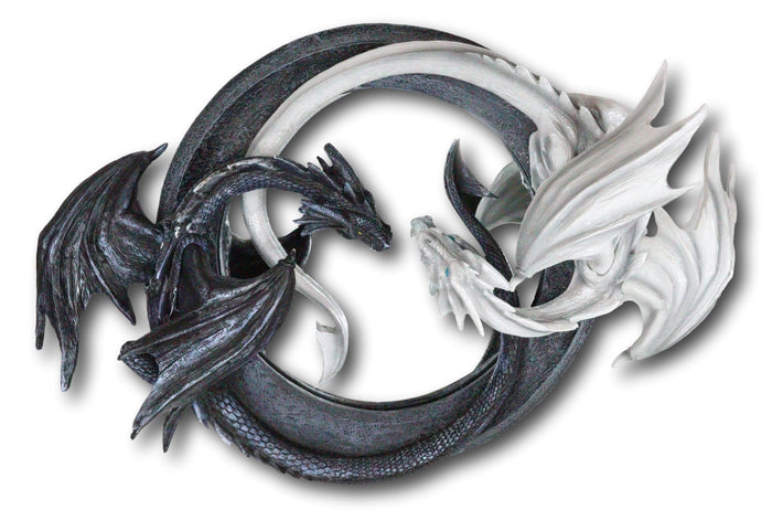 Ebros Gift Ebros Feng Shui Ying Yang Day Night Twin Nemesis Dragon Round Wall Mirror Plaque Decor