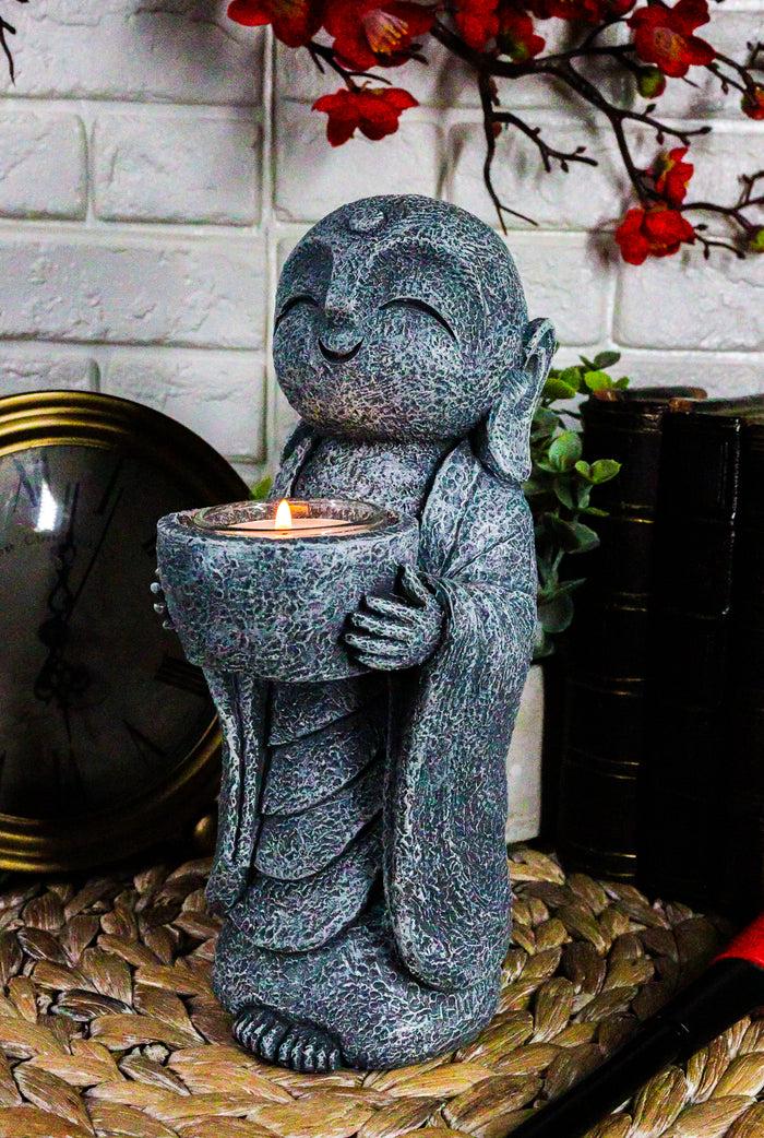 Ebros Gift Ebros Feng Shui Zen Buddha Japanese Jizo Monk Tea Light Votive Candle Holder Figurine