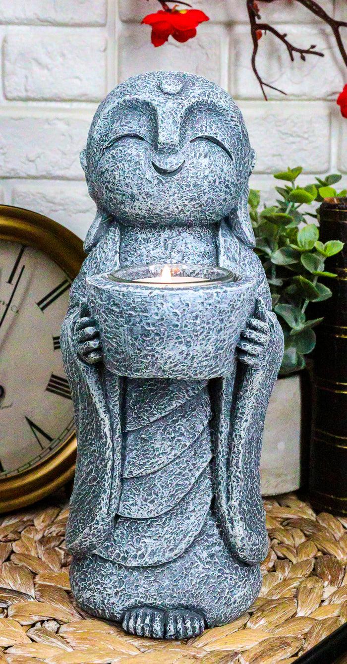 ebros gift Ebros Feng Shui Zen Buddha Japanese Jizo Monk Tea Light Votive Candle Holder Figurine