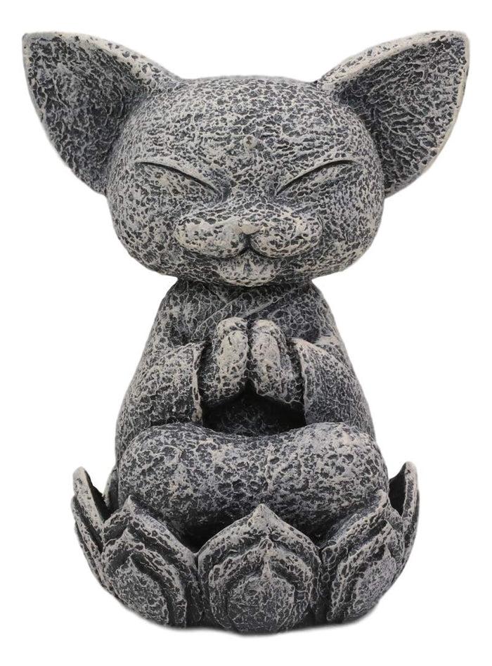 Ebros Gift Ebros Feng Shui Zen Japanese Jizo Cat Monk On Lotus Throne Mini Statue 4" Tall