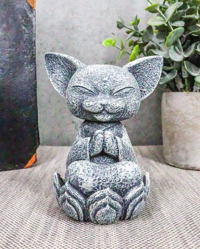 ebros gift Ebros Feng Shui Zen Japanese Jizo Cat Monk On Lotus Throne Mini Statue 4" Tall