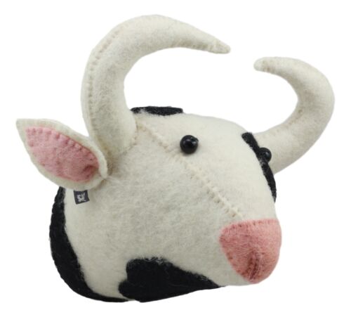 Ebros Gift Ebros Fiona Walker England Handmade Organic Baby Animal Head Wall Decor Mini Safari And Farmland Collection (Mini Holstein Cow)