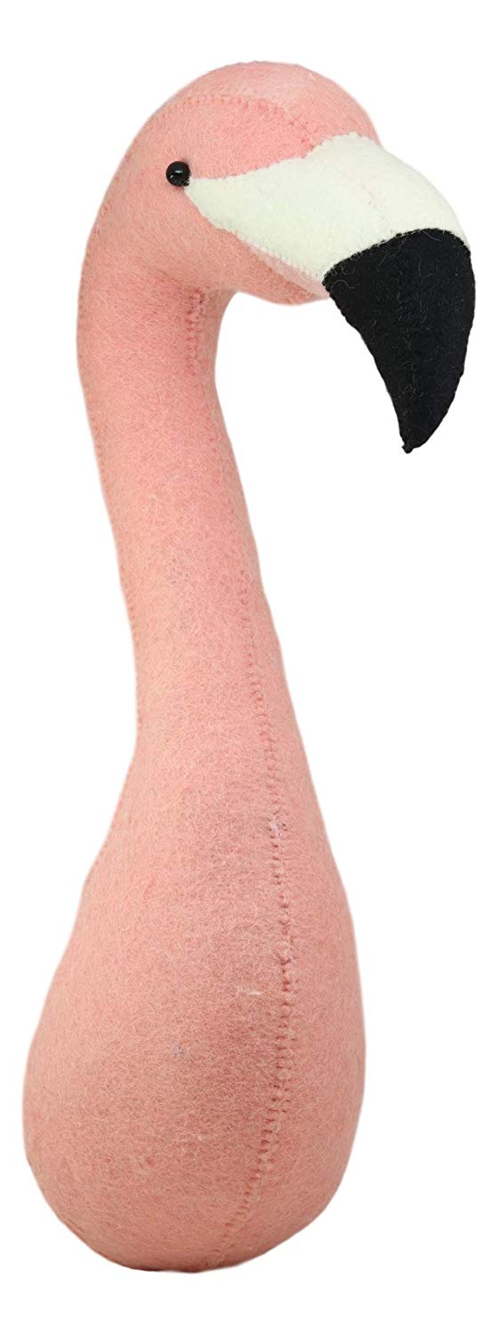 Ebros Gift Ebros Fiona Walker England Handmade Organic Baby Animal Head Wall Decor Semi Collection Safari Farmland Whimsical Fantasy Edition Hanging Wall Heads (Semi Pink Flamingo Head)