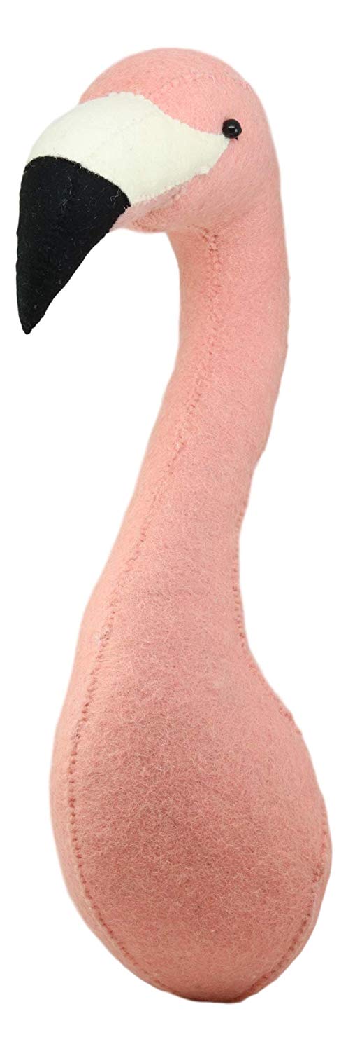 ebros gift Ebros Fiona Walker England Handmade Organic Baby Animal Head Wall Decor Semi Collection Safari Farmland Whimsical Fantasy Edition Hanging Wall Heads (Semi Pink Flamingo Head)