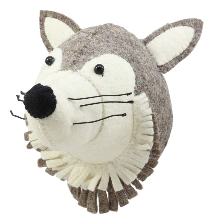 Ebros Gift Ebros Fiona Walker England Handmade Organic Baby Animal Head Wall Decor Mini Safari And Farmland Collection (Mini Wolf)