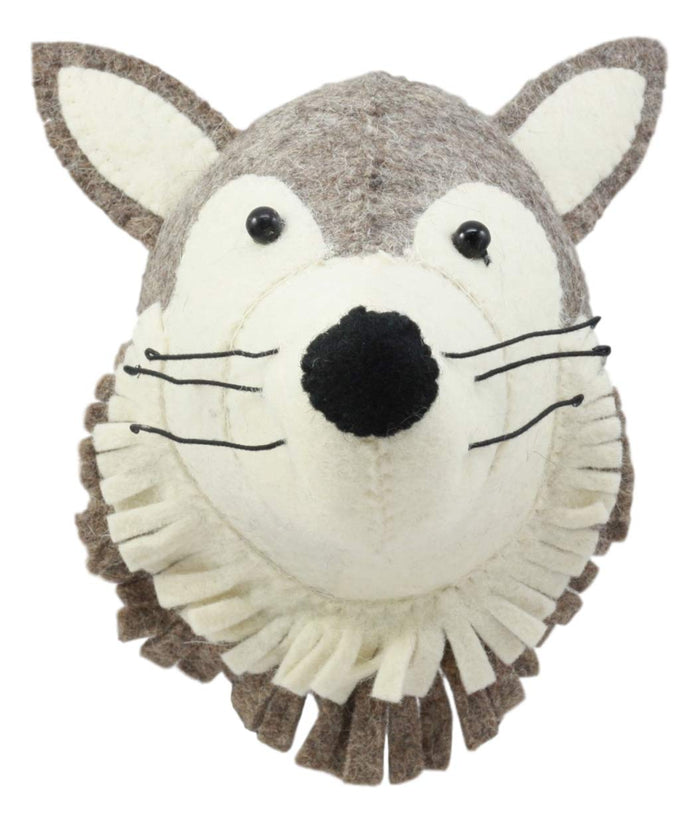 ebros gift Ebros Fiona Walker England Handmade Organic Baby Animal Head Wall Decor Mini Safari and Farmland Collection (Mini Wolf)