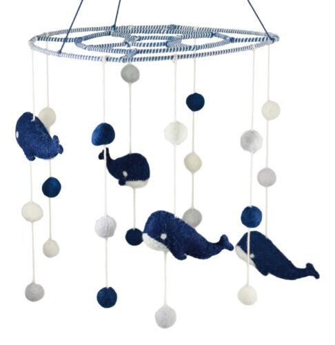 Ebros Gift Ebros Fiona Walker England Handmade Organic Moby Dick Whale Nursery Mobile Baby Room