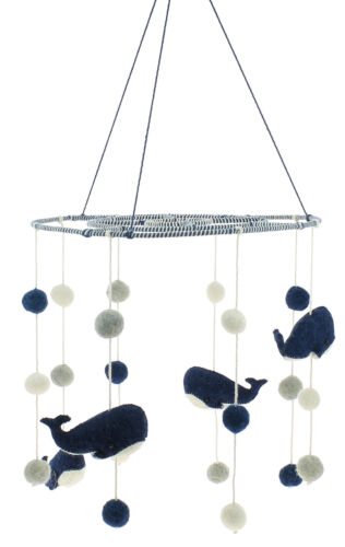 Ebros Gift Ebros Fiona Walker England Handmade Organic Moby Dick Whale Nursery Mobile Baby Room