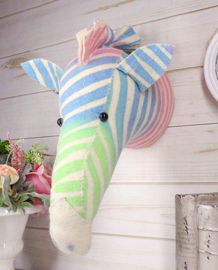 ebros gift Ebros Fiona Walker England Handmade Organic Semi Pastel Zebra Head Hanging Wall Decor