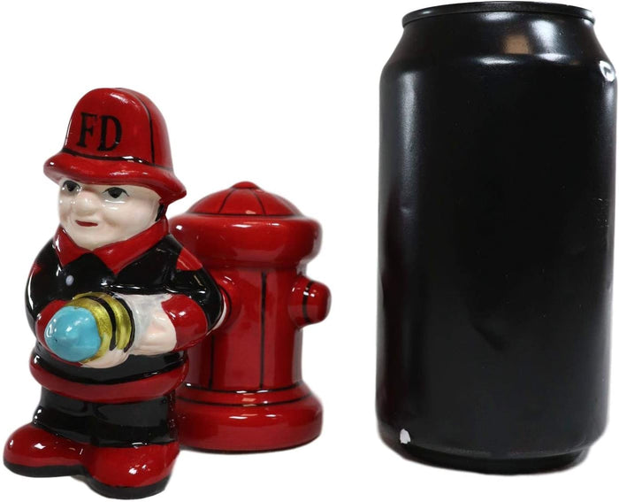Ebros Gift Ebros Fireman With Hose & Hydrant 4 Inch Ceramic Magnetic Salt And Pepper Shaker