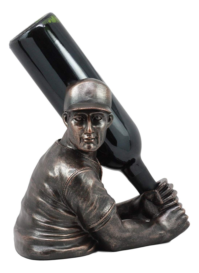 Ebros Gift Ebros Focus Home Run Batting Baseball Player Wine Holder Statue 9.5" Long