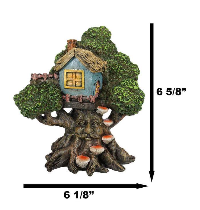 Ebros Gift Ebros Forest Ent Greenman Cottage Blue Nook Tree House Statue With Mushroom Conk Steps