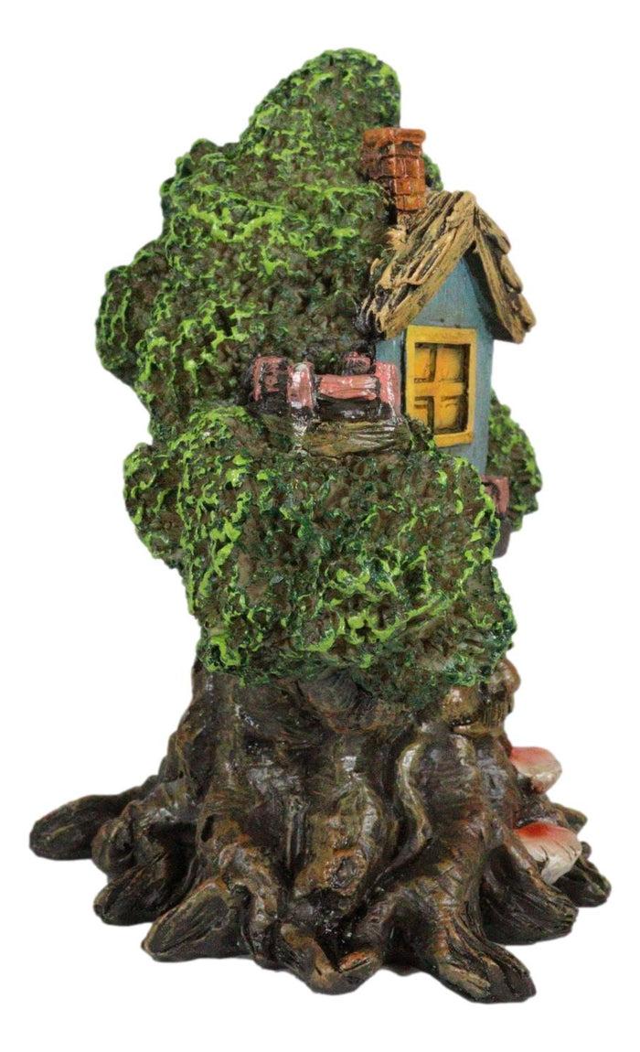 Ebros Gift Ebros Forest Ent Greenman Cottage Blue Nook Tree House Statue With Mushroom Conk Steps
