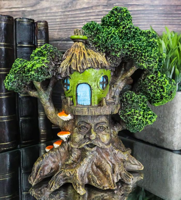 ebros gift Ebros Forest Ent Greenman Cottage Green Hut Tree House Statue With Mushroom Conk Steps