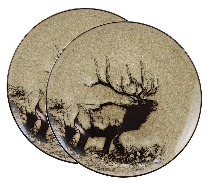 Ebros Gift Ebros Forest Giant Emperor Bull Elk Large Round Dinner Plate Set Of 2 10.75"D