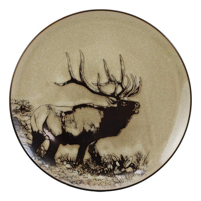 Ebros Gift Ebros Forest Giant Emperor Bull Elk Large Round Dinner Plate Set Of 2 10.75"D