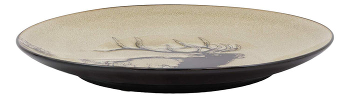 Ebros Gift Ebros Forest Giant Emperor Bull Elk Large Round Dinner Plate Set Of 2 10.75"D