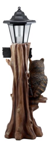 Ebros Gift Ebros Forest Guardian Night Owl Welcome Sign Statue With Solar Powered Lantern