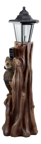 Ebros Gift Ebros Forest Guardian Night Owl Welcome Sign Statue With Solar Powered Lantern