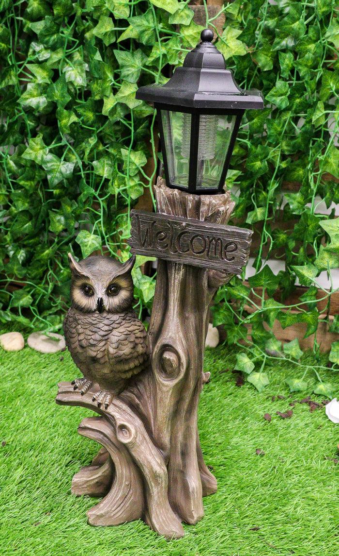 ebros gift Ebros Forest Guardian Night Owl Welcome Sign Statue With Solar Powered Lantern